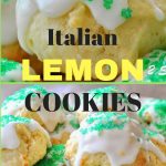 Italian Lemon Cookies with Lemon Glaze served on a cake plate.