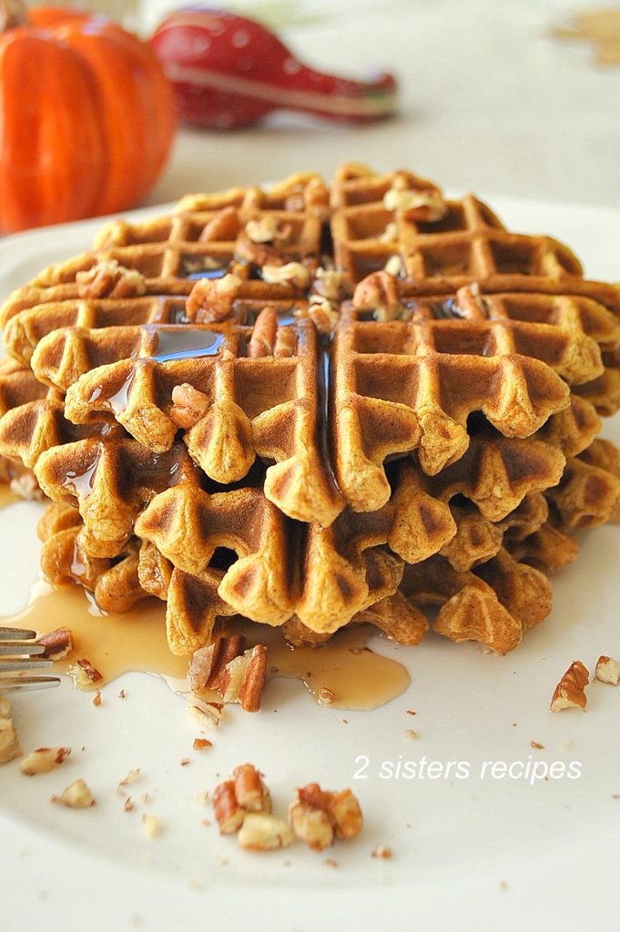 Pumpkin Waffles by 2sistersrecipes.com 
