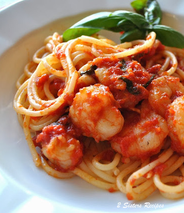 Spaghetti with Shrimp Marinara by 2sistersrecipes.com