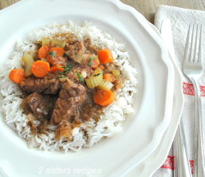 Beef Stew in Half the Time ! Served with Rice by 2sistersrecipes.com