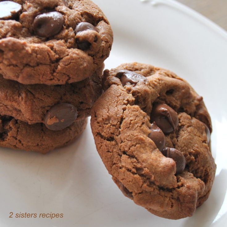 Chewy Dark Chocolate Chocolate Chip Cookies by 2sistersrecipes.com