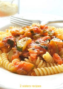 Zucchini Tomato Sauce over Fusilli Pasta