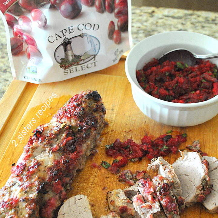 Cranberry Pork Tenderloin with Cranberry Salsa by 2sistersrecipes.com