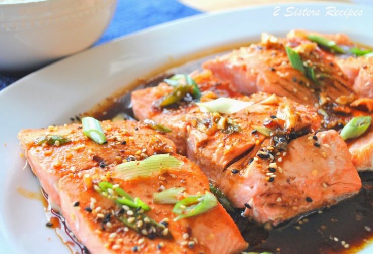 Pan seared Salmon with Teriyaki Ginger Sauce by 2sistersrecipes.com