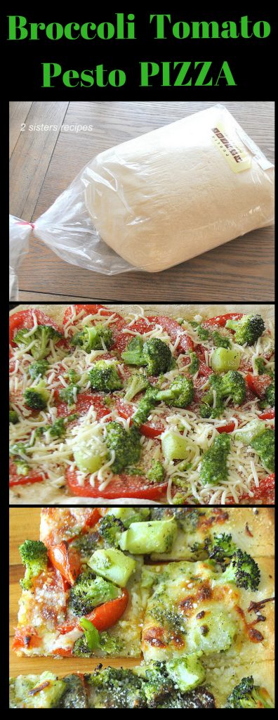 Broccoli Tomato Pesto Pizza by 2sistersrecipes.com 