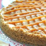 Pumpkin Spice Ice Cream Pie served on a cake plate.