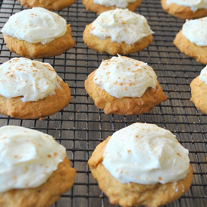 Best Pumpkin Cookies with Vanilla Cream Cheese Frosting by 2sistersrecipes.com