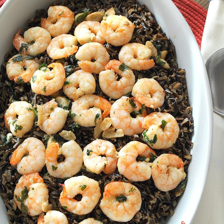 Wild Rice with Lemon Garlicky Shrimp by 2sistersrecipes.com