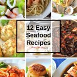 Photos of different seafood dishes.