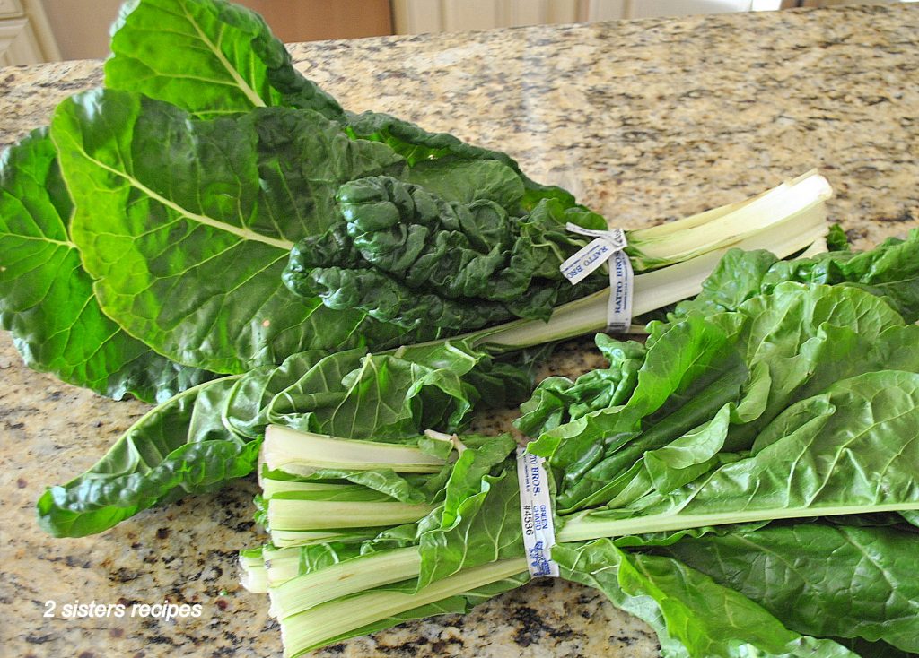 A photo of fresh Swiss chard on the counter. by 2sistersrecipes.com