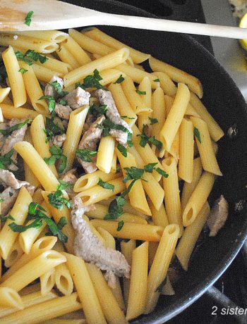 Pasta with Veal in Lemon Sauce by 2sistersrecipes.com
