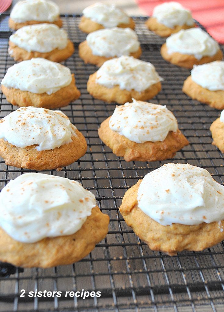 Best Pumpkin Cookies with Vanilla Cream Cheese Frosting by 2sistersrecipes.com 