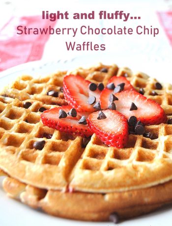 Strawberry Chocolate Chip Waffles by 2sistersrecipes.com