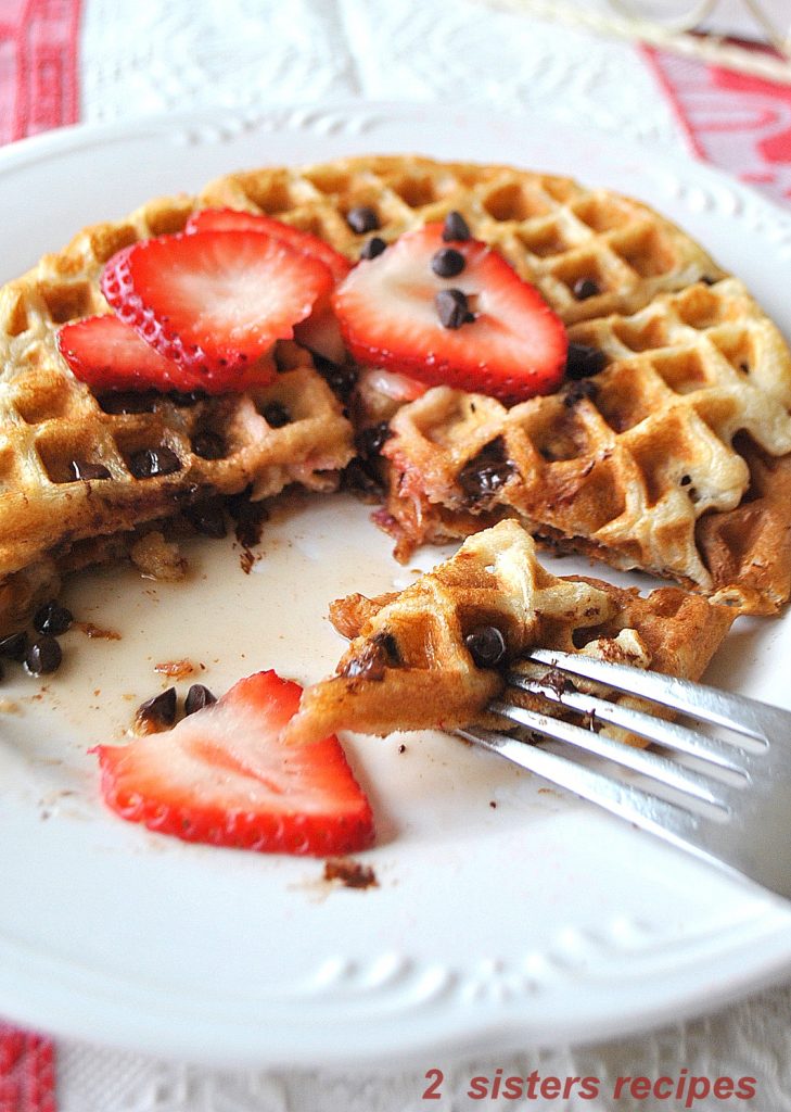 Strawberry and Chocolate Chip Waffles by 2sistersrecipes.com 