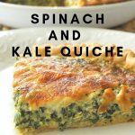 A slice of spinach pie on a white plate.