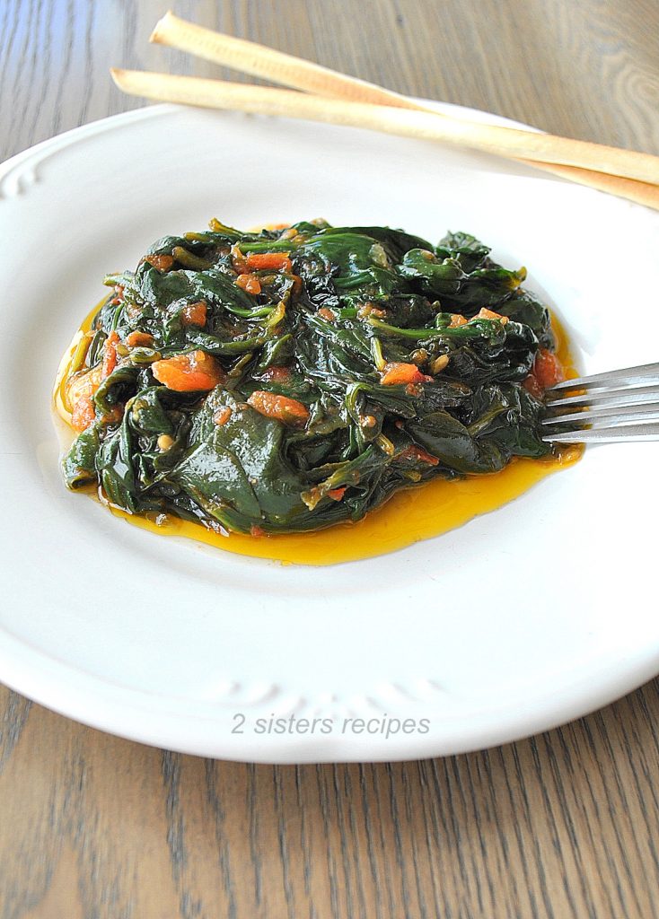 Sauteed Spinach with Tomatoes by 2sistersrecipes.com