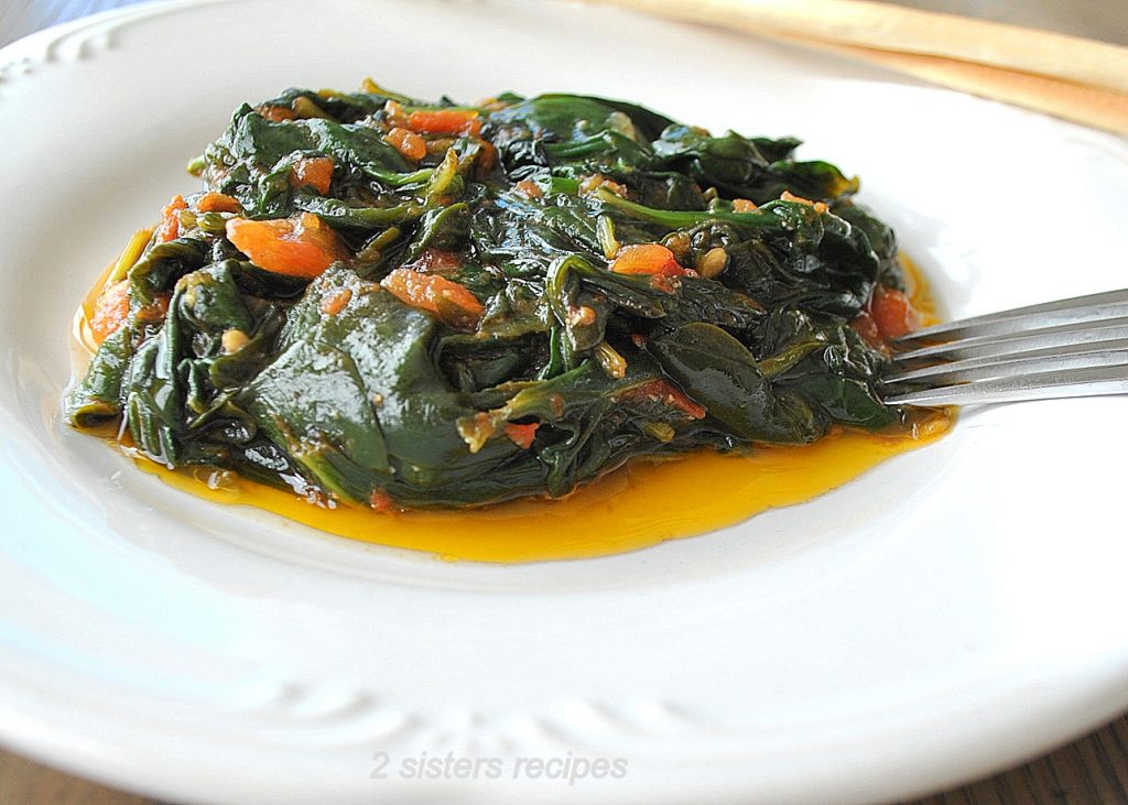 Sauteed Spinach with Tomatoes by 2sistersrecipes.com
