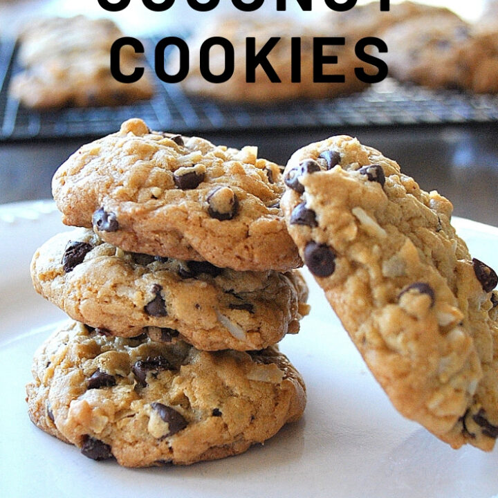 Cookies piled on top of one another in a white plate.