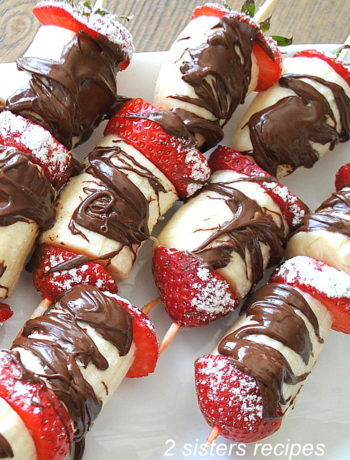  Strawberry and Banana Kabobs with Chocolate by 2sistersrecipes.com