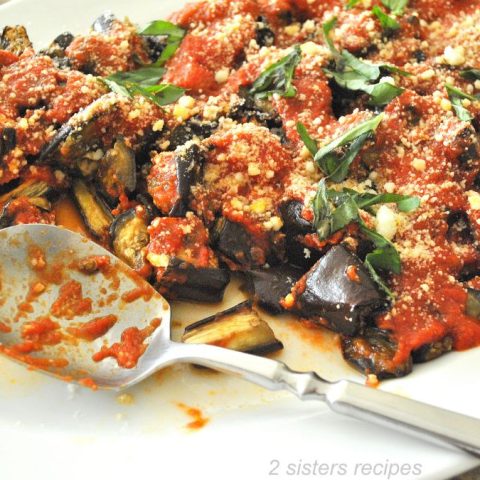 Roasted Eggplant Parm - Lightened! by 2sistersrecipes.com