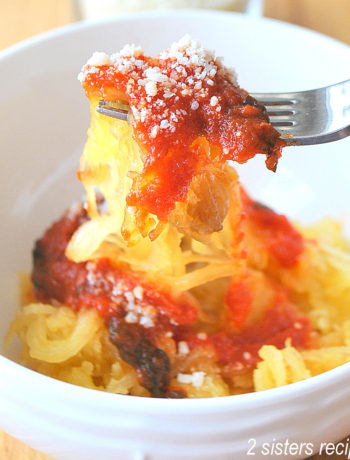 Spaghetti Squash with Tomato Sauce by 2sistersrecipes.com