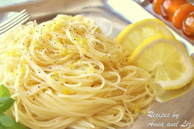 Angel Hair Pasta with Lemon Sauce by 2sistersrecipes.com 