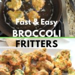 A large platter filled with broccoli fritters laid on paper towels.