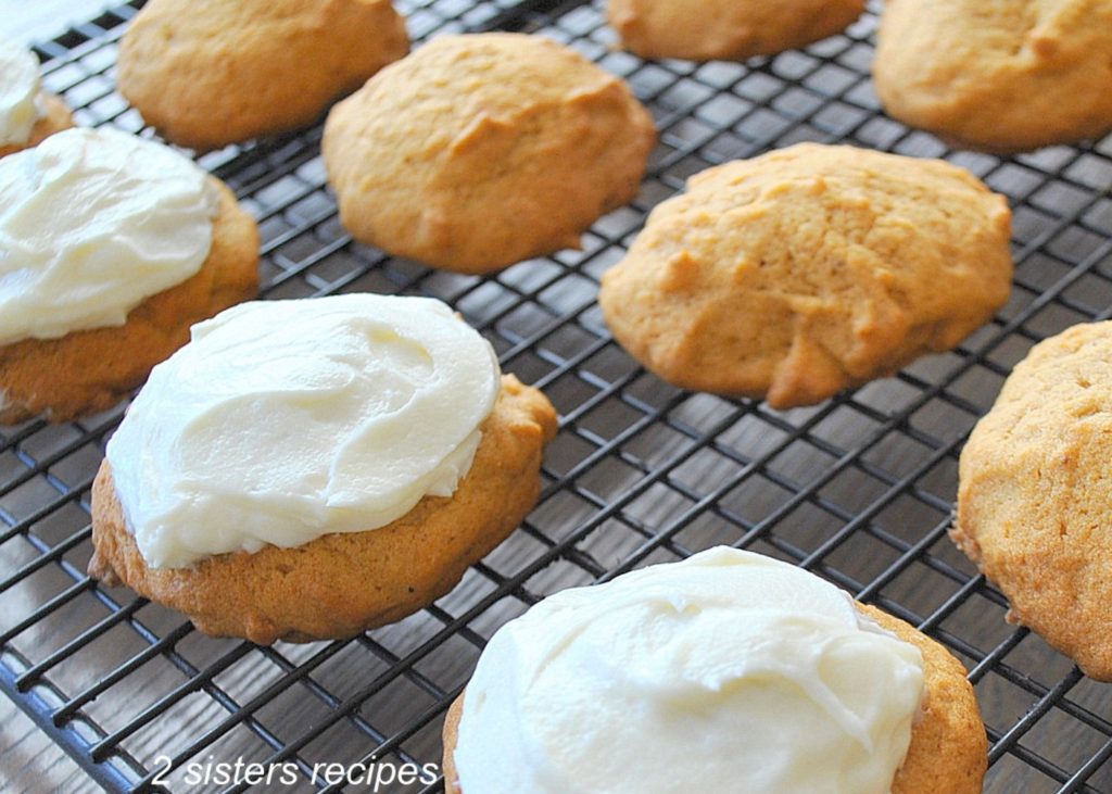 Best Pumpkin Cookies with Vanilla Cream Cheese Frosting by 2sistersrecipes.com 