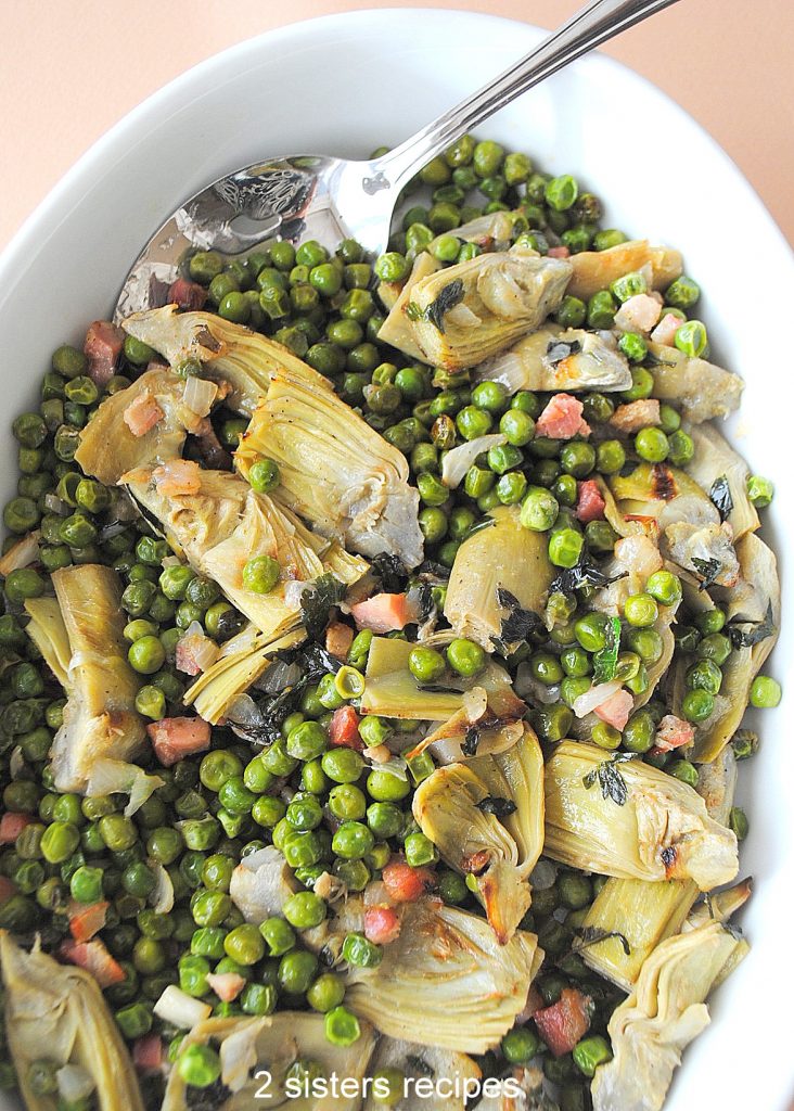 Baked Peas and Artichoke Hearts by 2sistersrecipes.com 