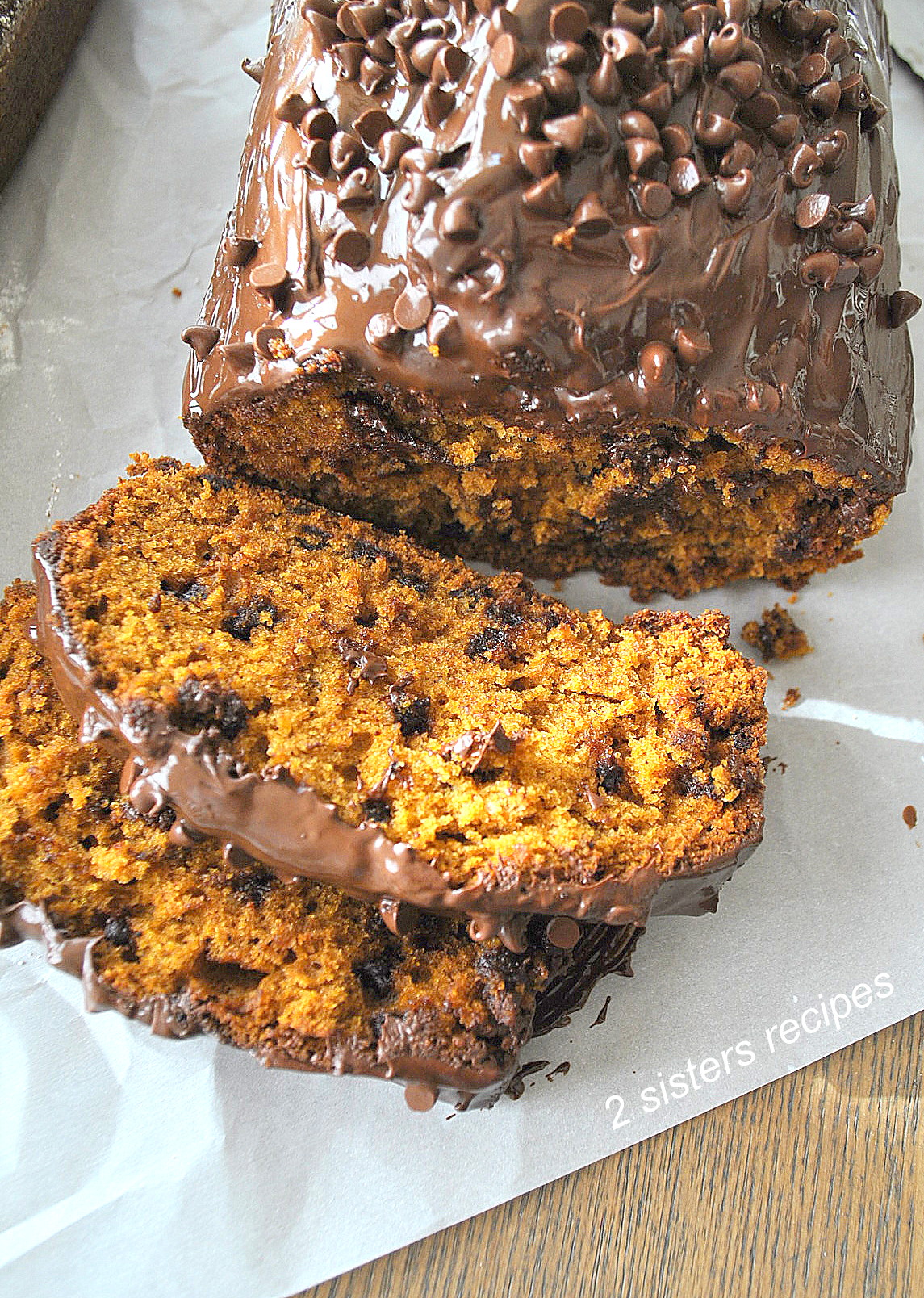 Double Chocolate Chip Pumpkin Bread by 2sistersrecipes.com