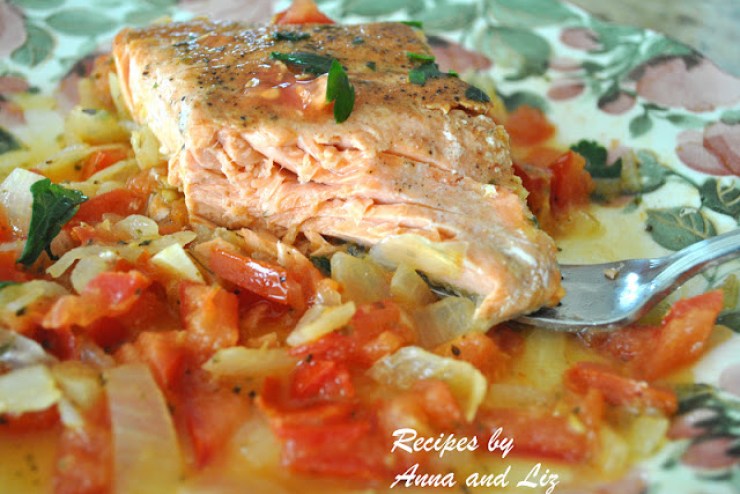 Pan Seared Salmon with Zesty Tomato-Onion Relish by 2sistersrecipes.com 
