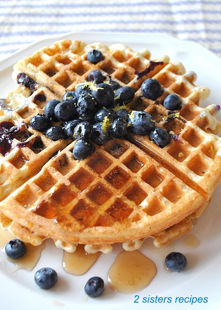 Lemon Blueberry Waffles by 2sistersrecipes.com 