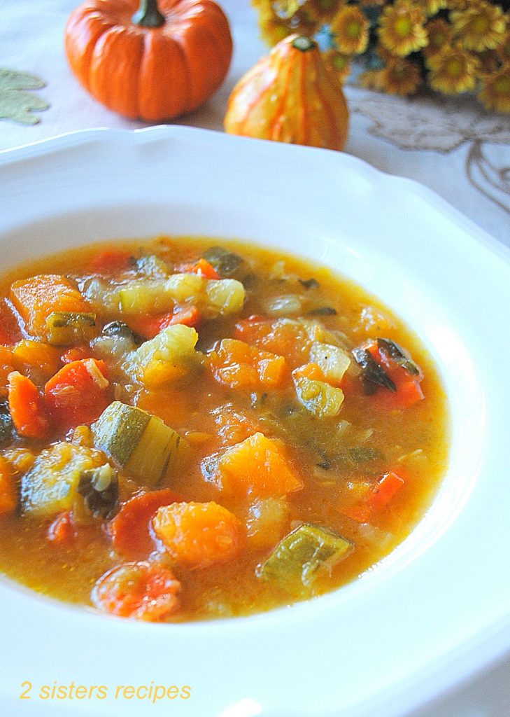 Healthy Butternut Squash Zucchini Soup by 2sistersrecipes.com 