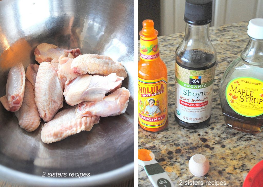 Photo of raw wings and ingredients. by 2sistersrecipes.com 
