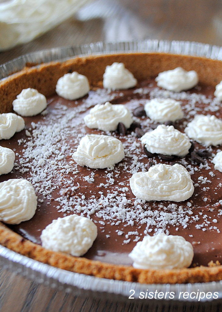 Silky Chocolate Cream Pie ( No-Bake, Dairy Free) by 2sistersrecipes.com