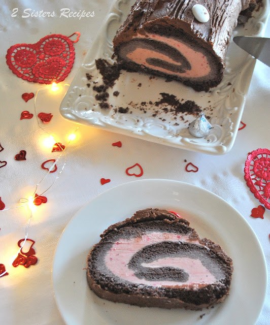 Dark Chocolate & Strawberry Ice Cream Roll by 2sistersrecipes,com