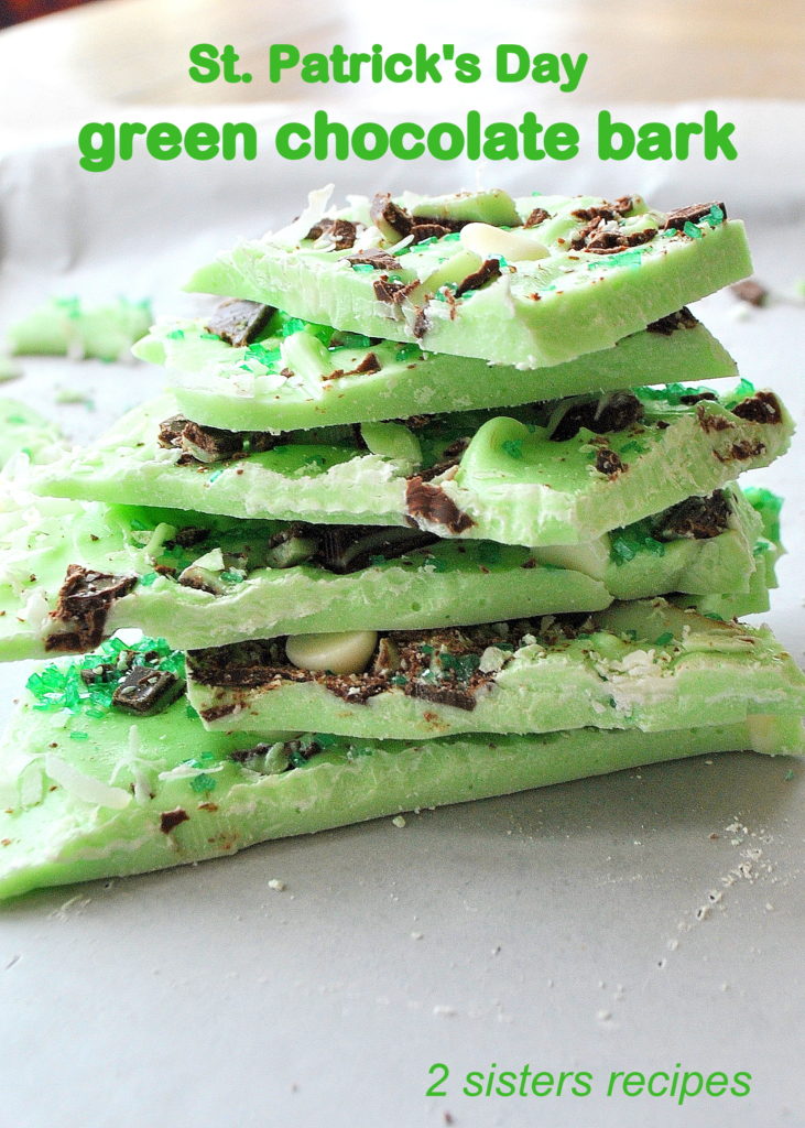 Green Chocolate Bark for St. Patrick's Day!  by 2sistersrecipes.com