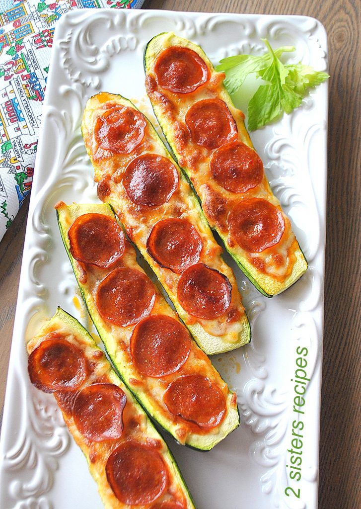 Zucchini Pepperoni Pizza Boats by 2sistersrecipes.com