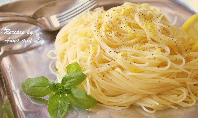 Angel Hair Pasta with Lemon Sauce by 2sistersrecipes.com 