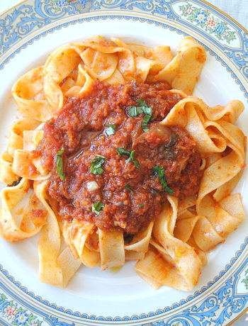 Vegetable Bolognese with Pappardelle by 2sistersrecipes.com