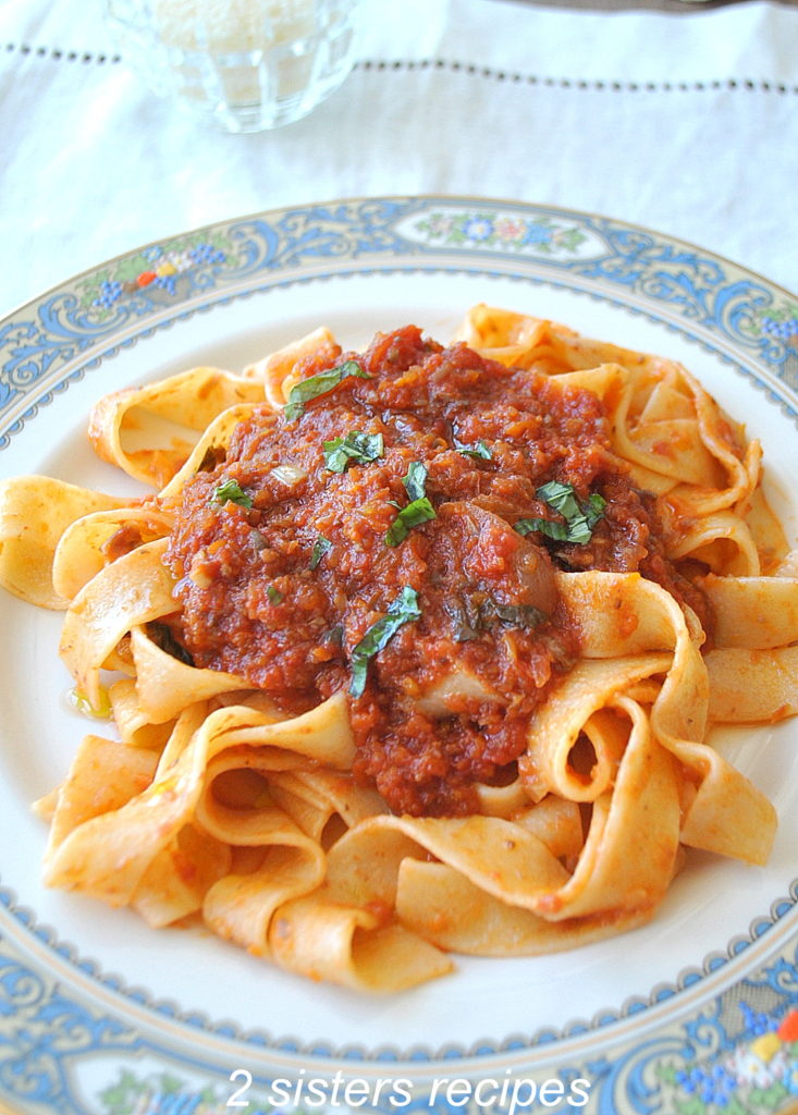 Vegetable Bolognese with Pappardelle by 2sistersrecipes.com 