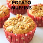 Muffins served on a white plate.