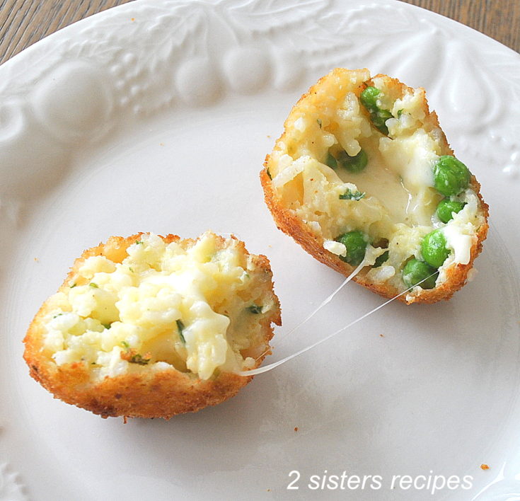 Cheesy Rice Balls with Peas by 2sistersrecipes.com