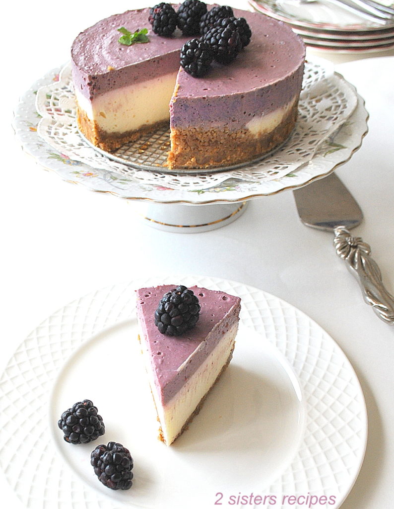 No-Bake Blackberry Cheesecake by 2sistersrecipes.com 