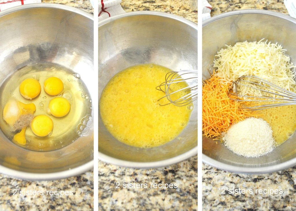 Eggs whisked in a silver bowl, by 2sistersrecipes.com 