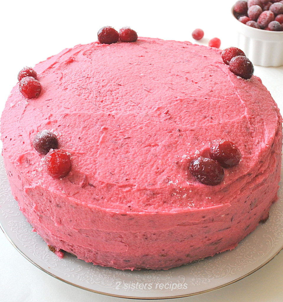 Chocolate Cake with Cranberry Buttercream  by 2sistersrecipes.com