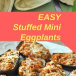 A few eggplants hollowed out, then stuffed and baked until golden brown.