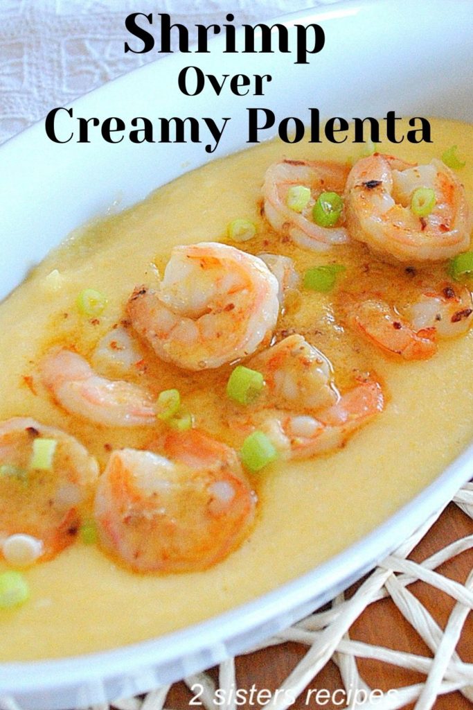 Baking dish with shrimp and polenta by 2sistersrecipes.com 