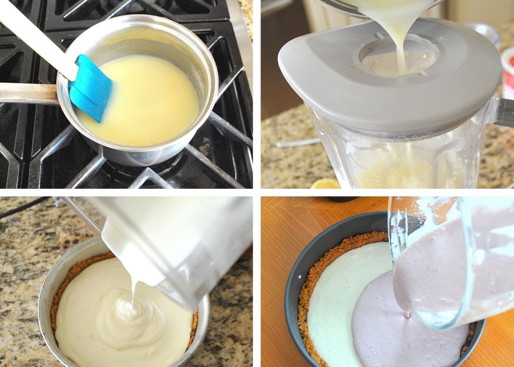 Steps to making the cheesecake filling. by 2sistersrecipes.com