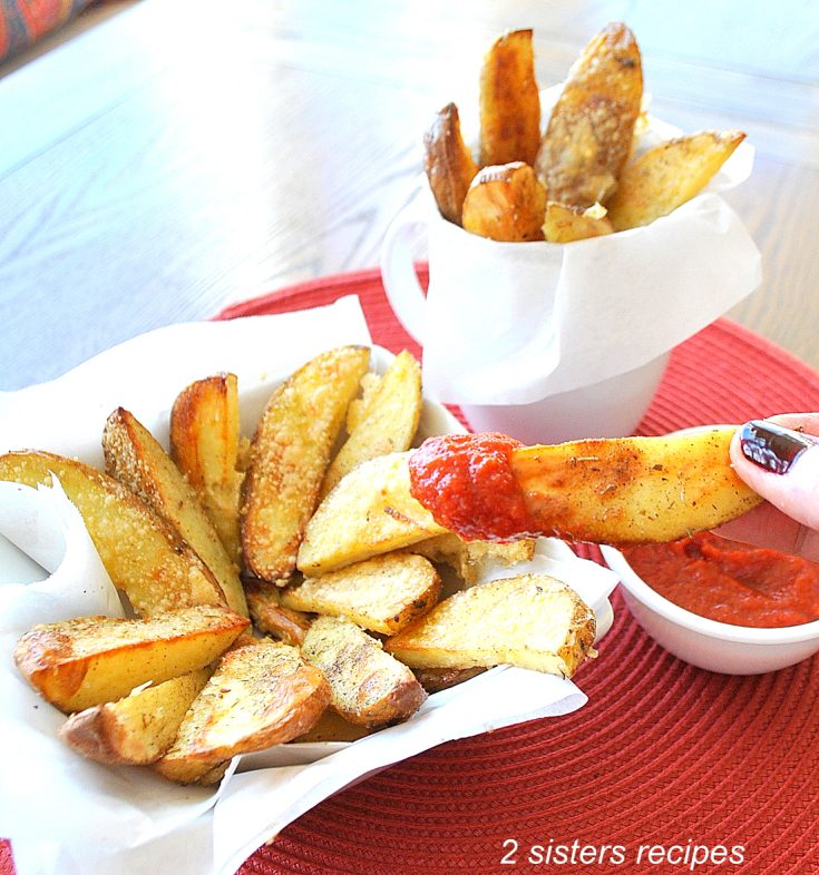 Parmesan Truffle Potato Wedges by 2sistersrecipes.com
